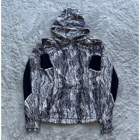 Lululemon Runbeam Hoodie Texture Twist White Black W3A86S Ponytail Hole Size 12 - Picture 3 of 10